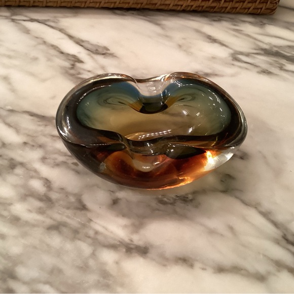 Morano vintage crystal ashtray can be a Jewelery catch all. Midcentry modern